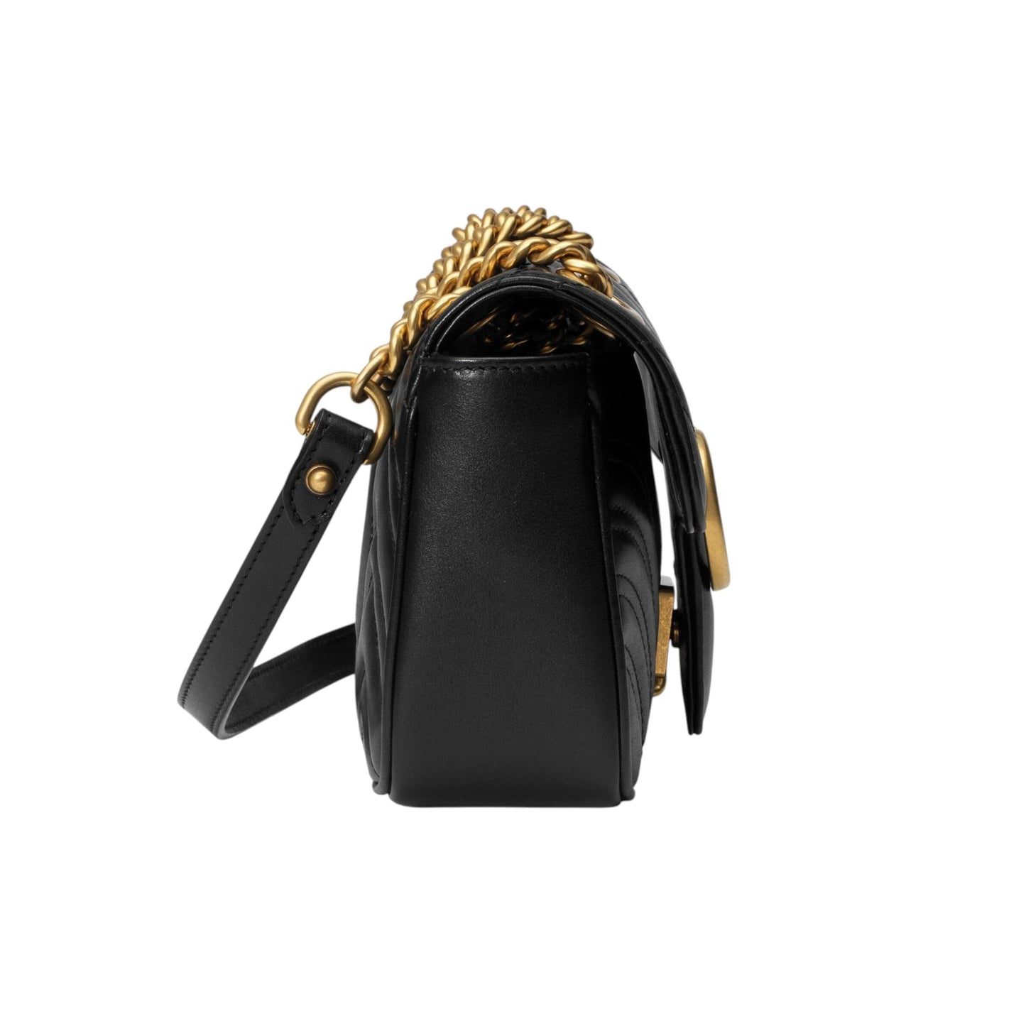 Gucci GG Marmont Shoulder Bag Black Matelassé Chevron Leather