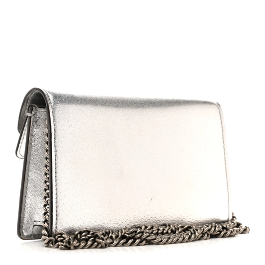 Gucci Dionysus Super Mini Bag Silver Lamé Leather