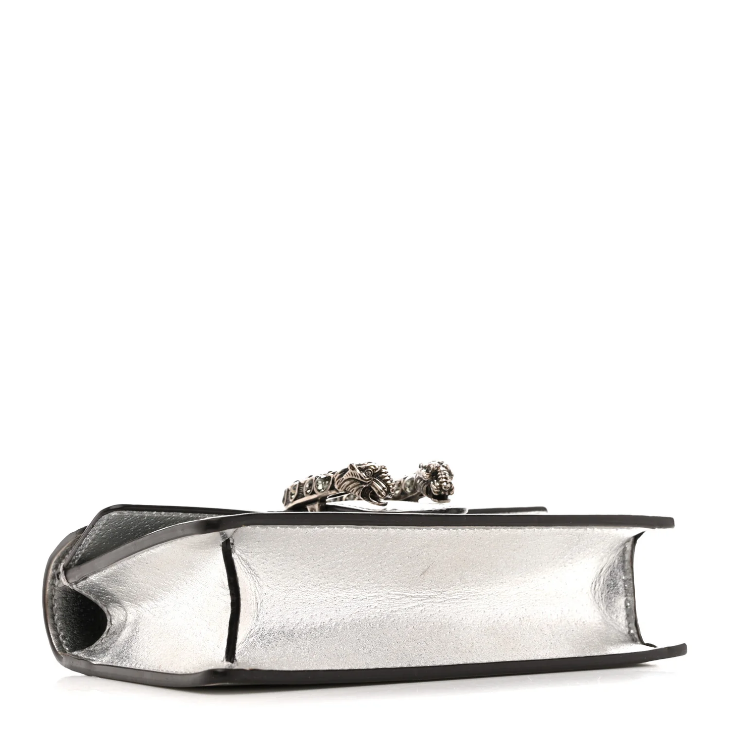 Gucci Dionysus Super Mini Bag Silver Lamé Leather