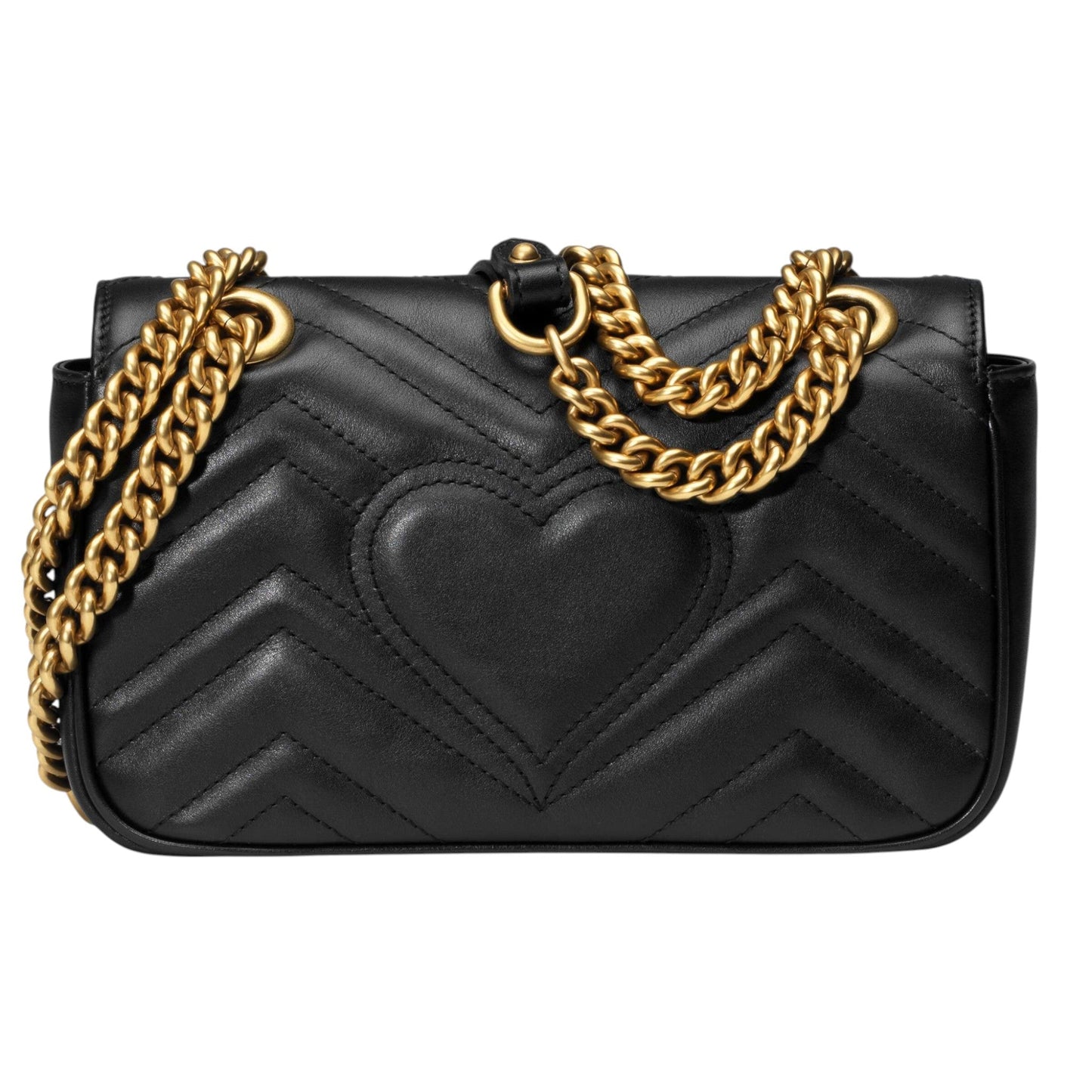 Gucci GG Marmont Shoulder Bag Black Matelassé Chevron Leather