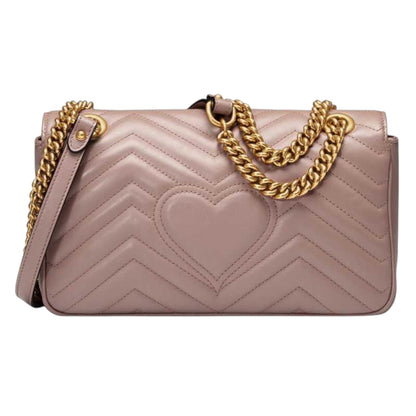 Gucci GG Marmont Shoulder Bag Dusty Pink Matelassé Chevron Leather