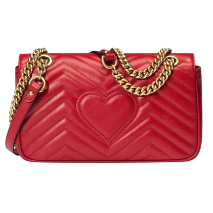 Gucci GG Marmont Shoulder Bag Red Matelassé Chevron Leather