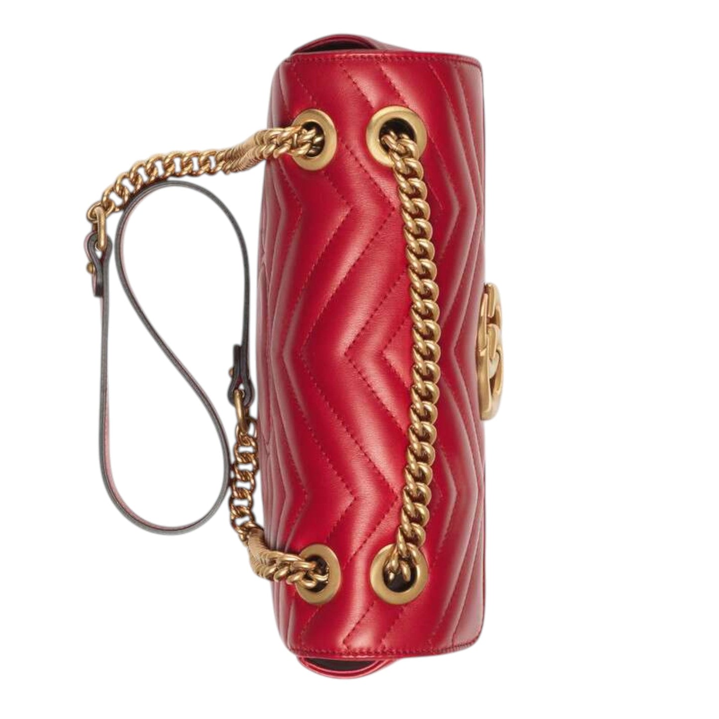 Gucci GG Marmont Shoulder Bag Red Matelassé Chevron Leather
