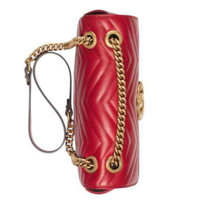 Gucci GG Marmont Shoulder Bag Red Matelassé Chevron Leather