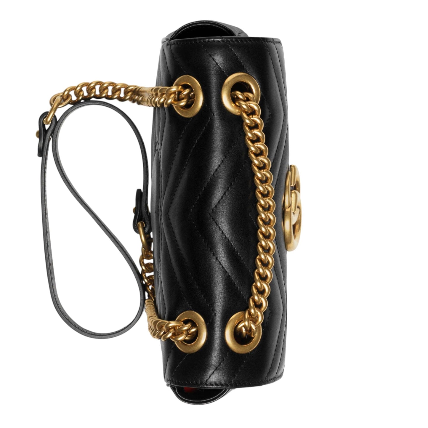 Gucci GG Marmont Shoulder Bag Black Matelassé Chevron Leather