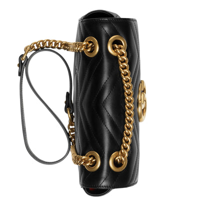 Gucci GG Marmont Shoulder Bag Black Matelassé Chevron Leather
