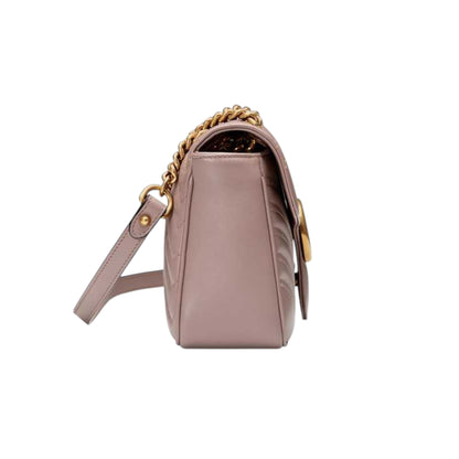 Gucci GG Marmont Shoulder Bag Dusty Pink Matelassé Chevron Leather