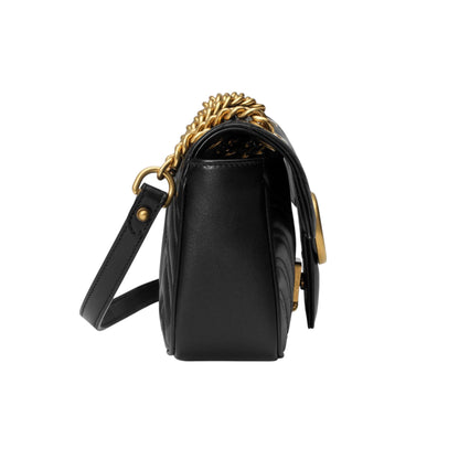 Gucci GG Marmont Shoulder Bag Black Matelassé Chevron Leather