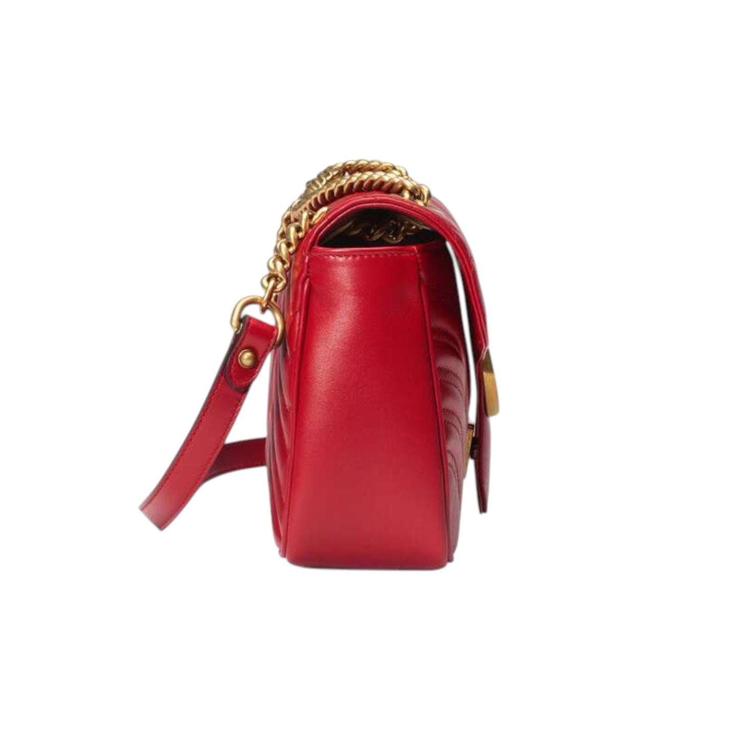Gucci GG Marmont Shoulder Bag Red Matelassé Chevron Leather