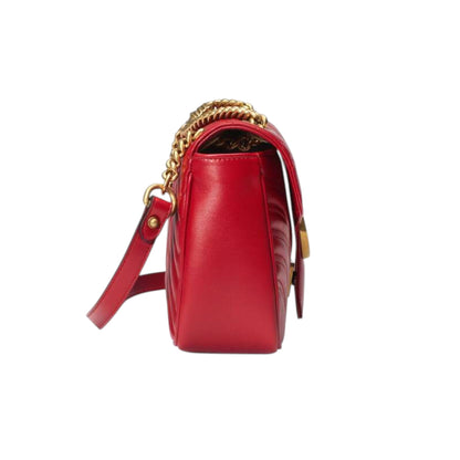 Gucci GG Marmont Shoulder Bag Red Matelassé Chevron Leather