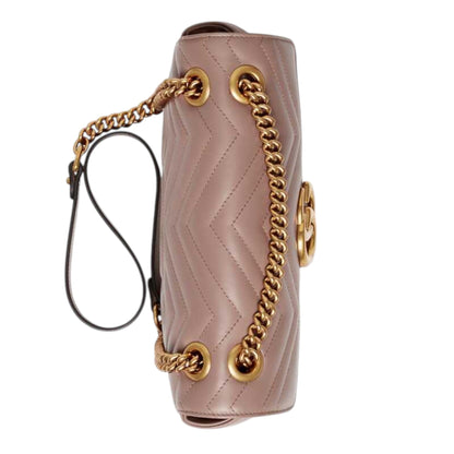 Gucci GG Marmont Shoulder Bag Dusty Pink Matelassé Chevron Leather
