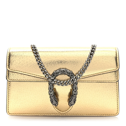 Gucci Dionysus Super Mini Bag Gold Lamé Leather