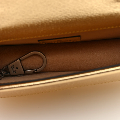 Gucci Dionysus Super Mini Bag Gold Lamé Leather