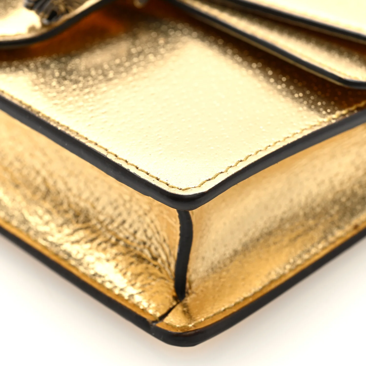 Gucci Dionysus Super Mini Bag Gold Lamé Leather