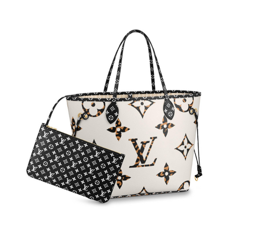 Louis Vuitton Giant Jungle Monogram Neverfull Ivoire with Pouch M44716