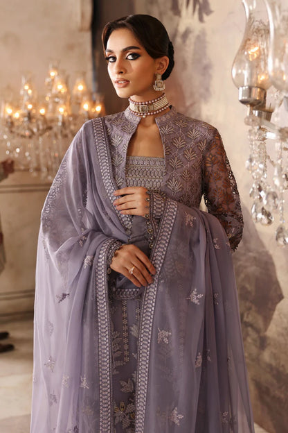 Purple Embroidered Chiffon 3 Piece Suit with Chiffon Dupatta