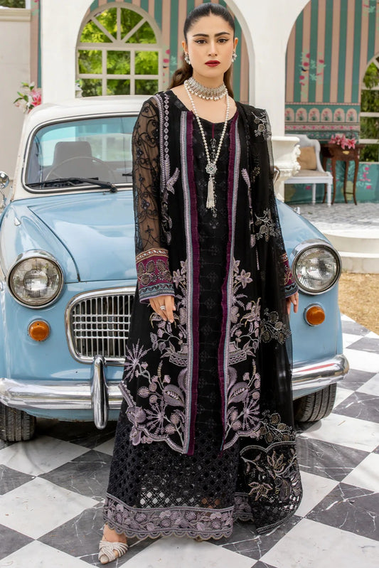 Black Embroidered Chiffon 3 Piece Suit with Chiffon Dupatta