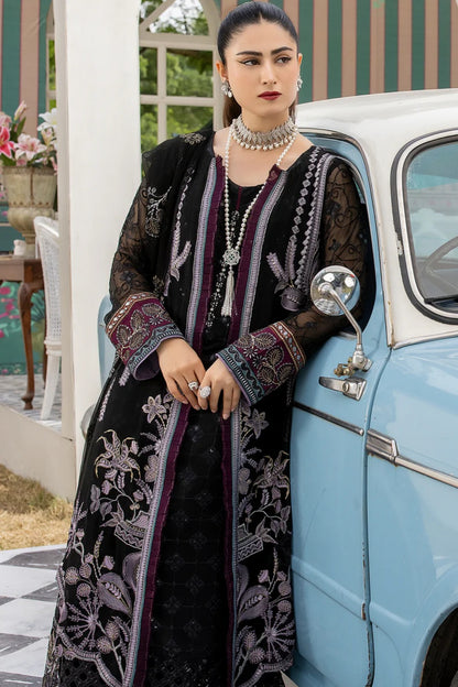 Black Embroidered Chiffon 3 Piece Suit with Chiffon Dupatta
