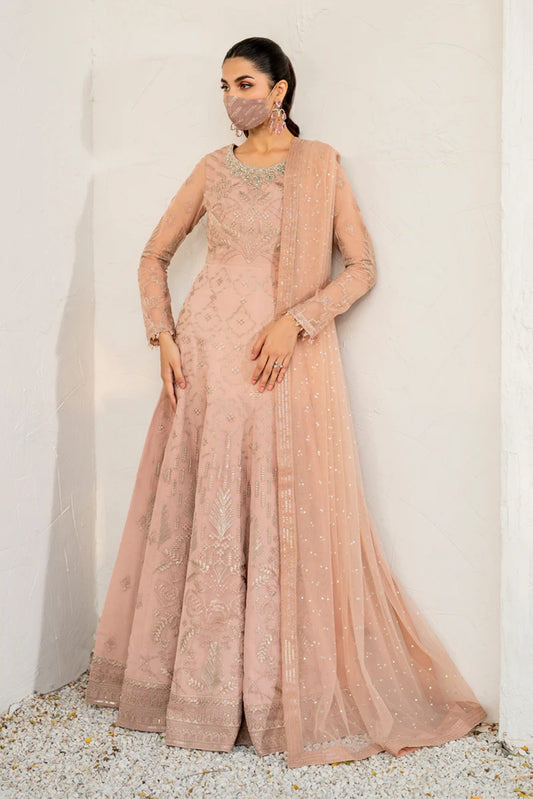 Pink Embroidered Organza 3 Piece Suit with Net Dupatta