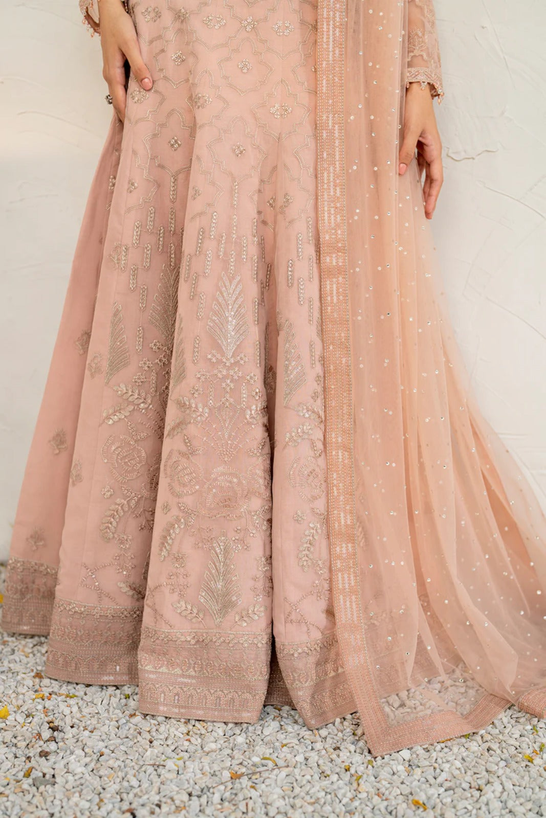 Pink Embroidered Organza 3 Piece Suit with Net Dupatta