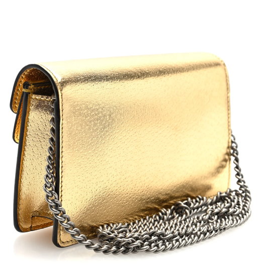 Gucci Dionysus Super Mini Bag Gold Lamé Leather