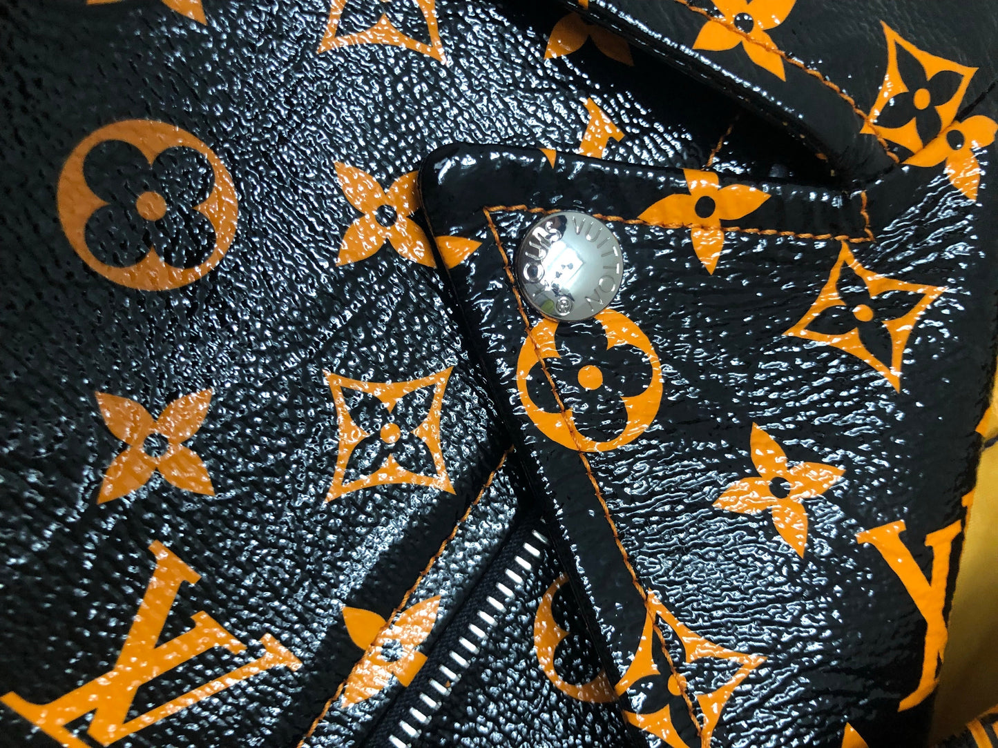 Louis Vuitton Monogram Printed Leather Biker Jacket 1A4Z18