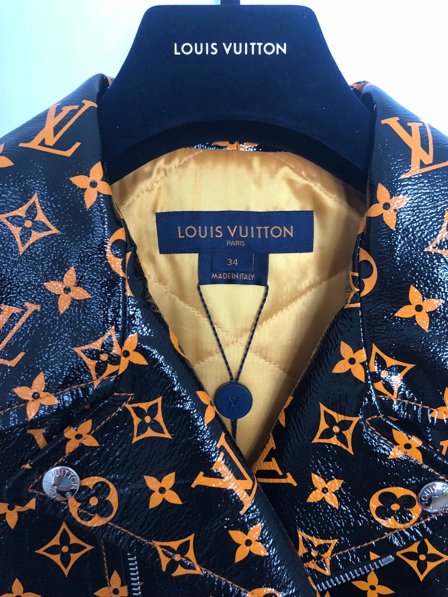 Louis Vuitton Monogram Printed Leather Biker Jacket 1A4Z18
